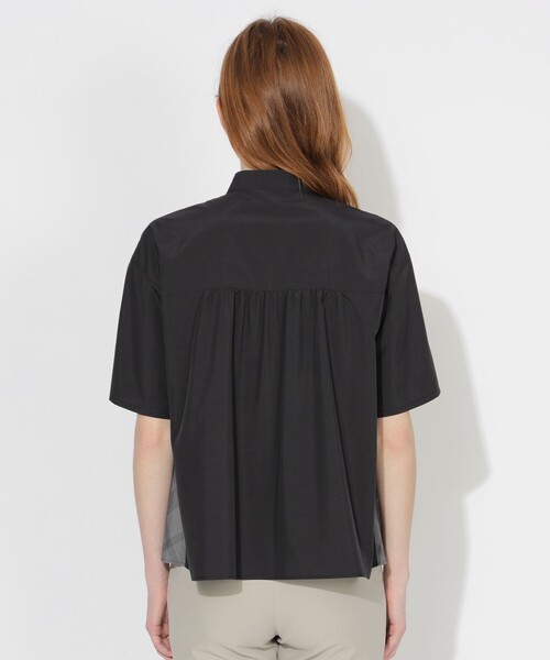 CB CRESTBRIDGE（シービークレストブリッジ）の「サイド切替ハーフスリーブシャツ（シャツ/ブラウス・レディース・ホワイト系その他/ブルー系その他3/ブラック・M/S）」の11枚目の写真