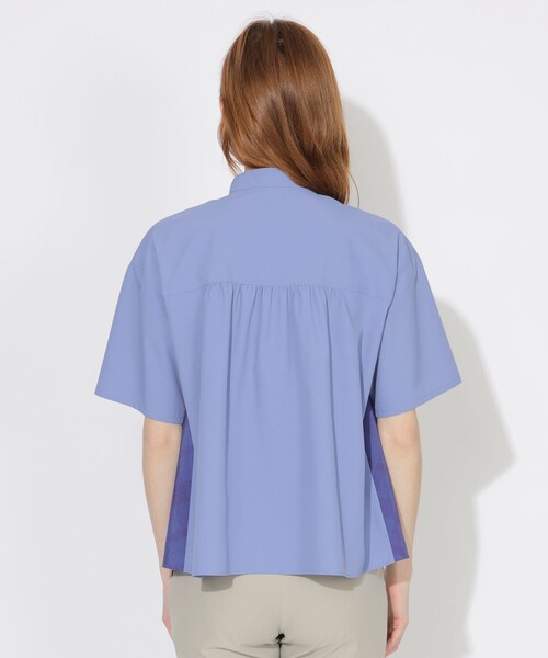 CB CRESTBRIDGE（シービークレストブリッジ）の「サイド切替ハーフスリーブシャツ（シャツ/ブラウス・レディース・ホワイト系その他/ブルー系その他3/ブラック・M/S）」の16枚目の写真