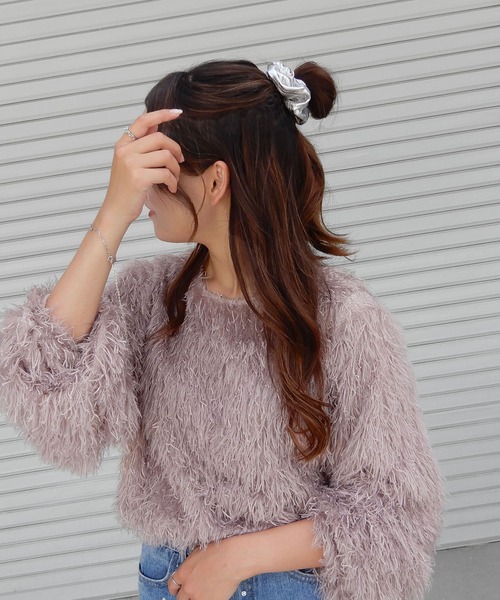 minia（ミニア）の「サティーナメタのシュシュ（シュシュ・レディース・ブラック/シルバー・FREE）」の10枚目の写真