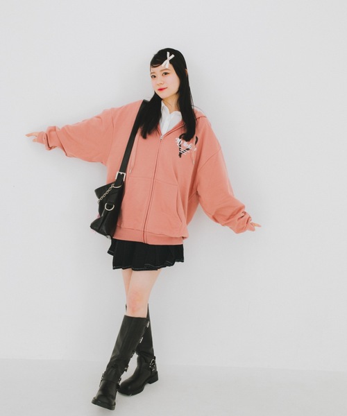 【 ⭕️】nekomimiパーカー&ショートパンツセット 新品未使用✨️ nemne store × My Melody & Kuromiコラボアイテム】ハートモチーフ裏毛