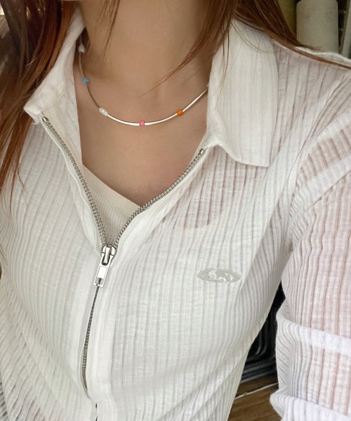 WHO'S WHO gallery（フーズフーギャラリー）の「ウェーブビーズチョーカー（ネックレス・レディース・シルバー・FREE）」の2枚目の写真