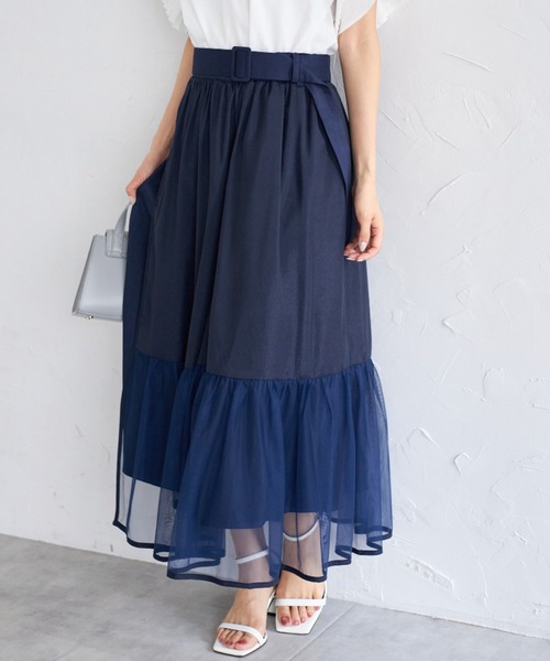 tocco closet(トッコ クローゼット)の「【ZOZO限定】ベルト付きティアードスカート(スカート・レディース・ネイビー/ブラック/ダークグレー・M)」の2枚目の写真