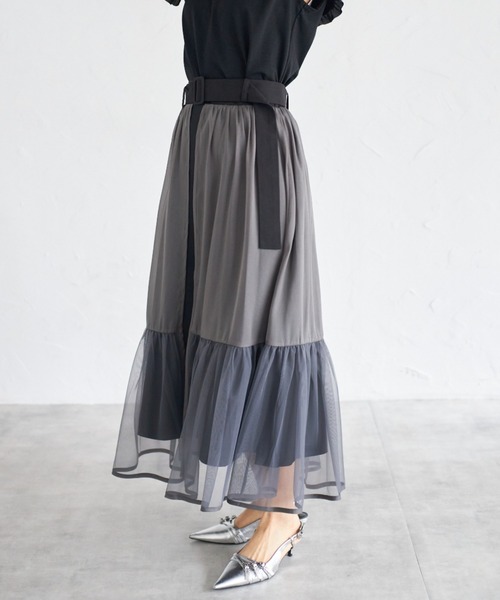 tocco closet(トッコ クローゼット)の「【ZOZO限定】ベルト付きティアードスカート(スカート・レディース・ネイビー/ブラック/ダークグレー・M)」の12枚目の写真