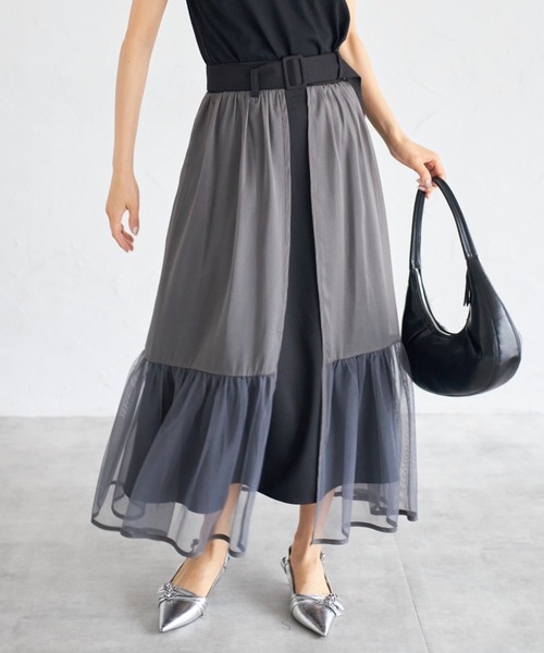 tocco closet(トッコ クローゼット)の「【ZOZO限定】ベルト付きティアードスカート(スカート・レディース・ネイビー/ブラック/ダークグレー・M)」の16枚目の写真
