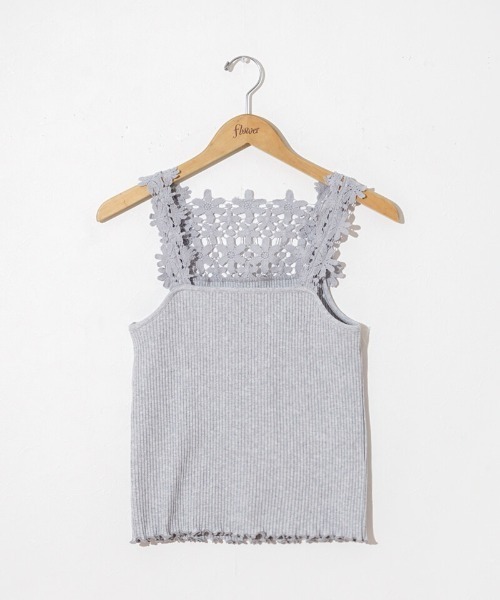 flower（フラワー）の「バックレースキャミ（キャミソール・レディース・グレー/アイボリー/ピンク・FREE）」の3枚目の写真