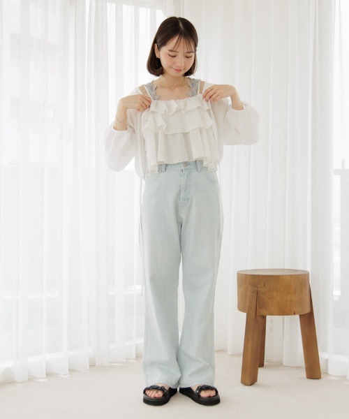 flower（フラワー）の「バックレースキャミ（キャミソール・レディース・グレー/アイボリー/ピンク・FREE）」の9枚目の写真