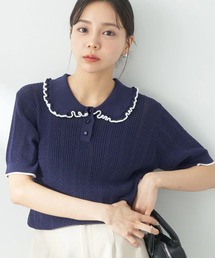 フリルニットポロ