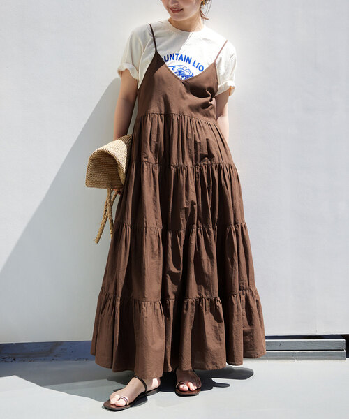 SLOBE IENA（スローブイエナ）の「ティアードキャミワンピース（ワンピース・レディース・ブルー/ライトグリーン/ブラウン/ブラック・FREE）」の15枚目の写真