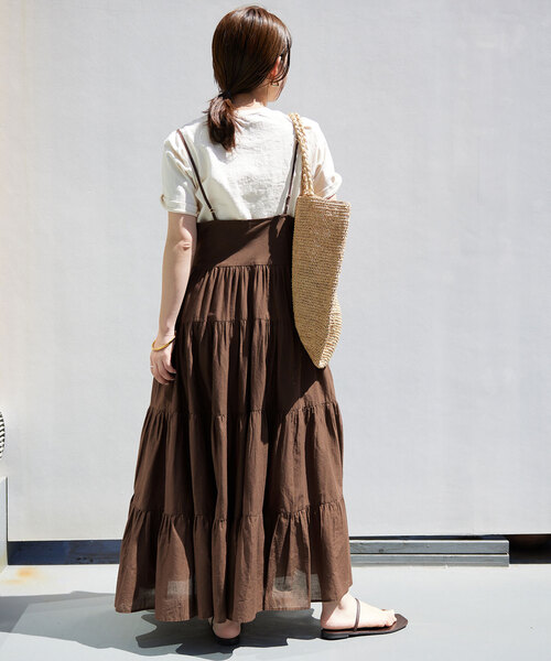 SLOBE IENA（スローブイエナ）の「ティアードキャミワンピース（ワンピース・レディース・ブルー/ライトグリーン/ブラウン/ブラック・FREE）」の19枚目の写真