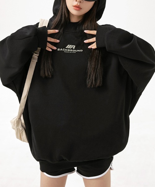 aimoha(アイモハ)の「aimoha outdoor ユニセックス ビッグシルエット スウエットプルオーバー(スウェット・レディース・ブラック/ベージュ/ダークベージュ・MEDIUM/LARGE/X-LARGE)」の2枚目の写真