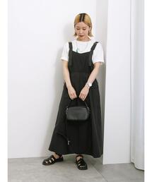 Samansa Mos2 blue | ウエストドロストジャンパースカート(ワンピース)