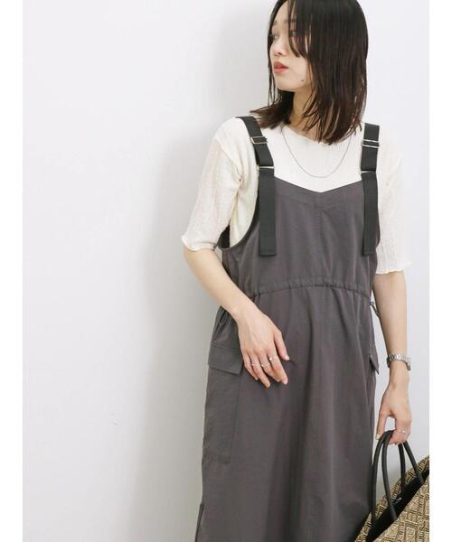 Samansa Mos2 blue（サマンサモスモスブルー）の「ウエストドロストジャンパースカート（ワンピース・レディース・カーキ/チャコールグレー/ブラック・F）」の8枚目の写真