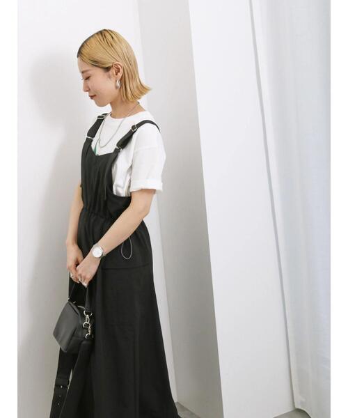 Samansa Mos2 blue（サマンサモスモスブルー）の「ウエストドロストジャンパースカート（ワンピース・レディース・カーキ/チャコールグレー/ブラック・F）」の10枚目の写真