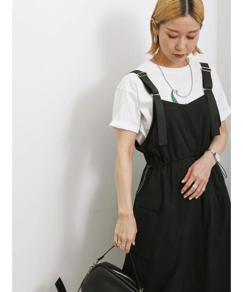 Samansa Mos2 blue（サマンサモスモスブルー）の「ウエストドロストジャンパースカート（ワンピース・レディース・カーキ/チャコールグレー/ブラック・F）」の11枚目の写真