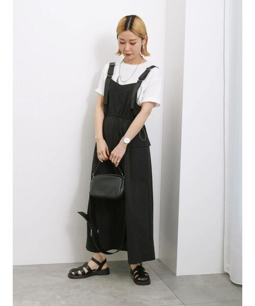 Samansa Mos2 blue（サマンサモスモスブルー）の「ウエストドロストジャンパースカート（ワンピース・レディース・カーキ/チャコールグレー/ブラック・F）」の12枚目の写真