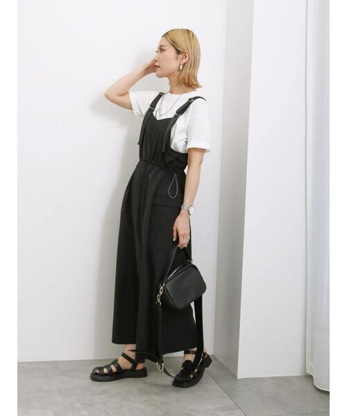 Samansa Mos2 blue（サマンサモスモスブルー）の「ウエストドロストジャンパースカート（ワンピース・レディース・カーキ/チャコールグレー/ブラック・F）」の13枚目の写真