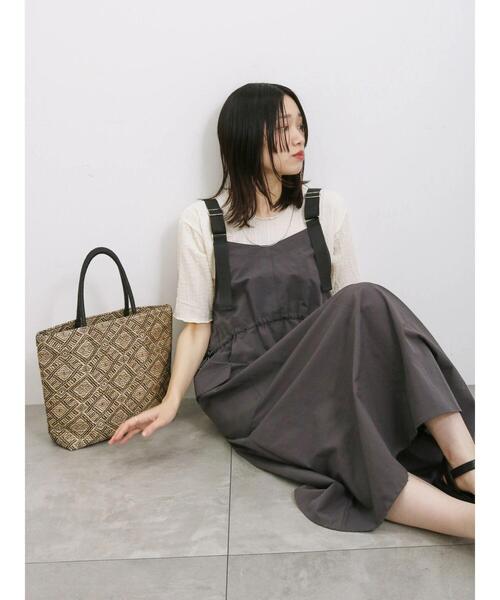 Samansa Mos2 blue（サマンサモスモスブルー）の「ウエストドロストジャンパースカート（ワンピース・レディース・カーキ/チャコールグレー/ブラック・F）」の21枚目の写真