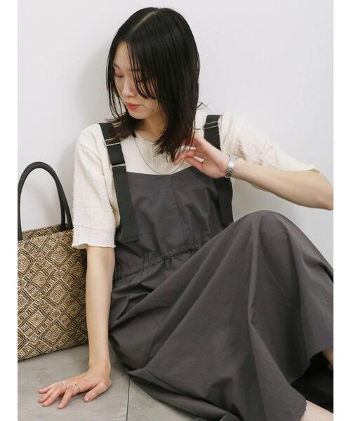 Samansa Mos2 blue（サマンサモスモスブルー）の「ウエストドロストジャンパースカート（ワンピース・レディース・カーキ/チャコールグレー/ブラック・F）」の22枚目の写真