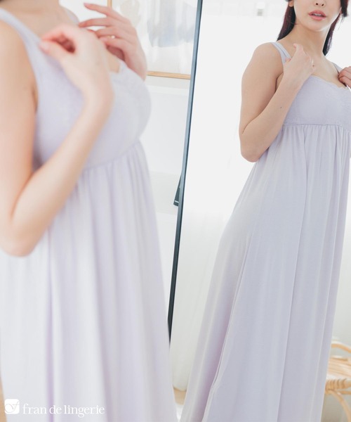 fran de lingerie（フランデランジェリー）の「ナイトブラ付きルーム＆ラウンジウェアナイトブラ付きワンピース 「ルナイト ワンピース」 ワンピース（ルームウェア/パジャマ・レディース・セージグリーン/ピンク系その他/シルバーグレー/ブラック/ラベンダー/ネイビー・M/L）」の6枚目の写真
