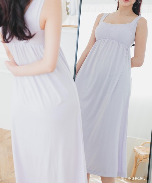 fran de lingerie（フランデランジェリー）の「ナイトブラ付きルーム＆ラウンジウェアナイトブラ付きワンピース 「ルナイト ワンピース」 ワンピース（ルームウェア/パジャマ・レディース・セージグリーン/ピンク系その他/シルバーグレー/ブラック/ラベンダー/ネイビー・M/L）」の15枚目の写真