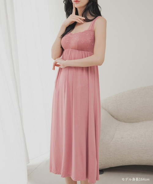 fran de lingerie（フランデランジェリー）の「ナイトブラ付きルーム＆ラウンジウェアナイトブラ付きワンピース 「ルナイト ワンピース」 ワンピース（ルームウェア/パジャマ・レディース・セージグリーン/ピンク系その他/シルバーグレー/ブラック/ラベンダー/ネイビー・M/L）」の21枚目の写真