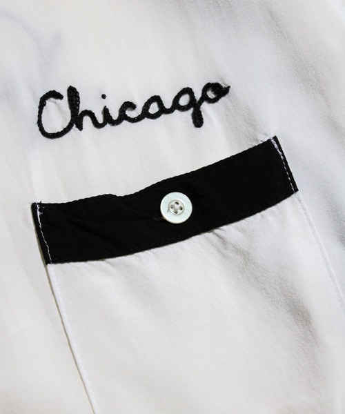 PLAYBOY（プレイボーイ）の「PLAYBOY / プレイボーイ 1953 BOWLING SHIRT ボーリングシャツ（シャツ/ブラウス・メンズ・ブラック/ホワイト・MEDIUM/LARGE）」の4枚目の写真