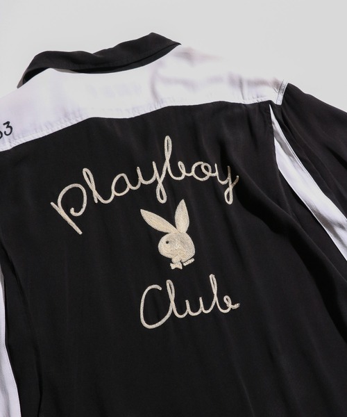PLAYBOY（プレイボーイ）の「PLAYBOY / プレイボーイ 1953 BOWLING SHIRT ボーリングシャツ（シャツ/ブラウス・メンズ・ブラック/ホワイト・MEDIUM/LARGE）」の15枚目の写真