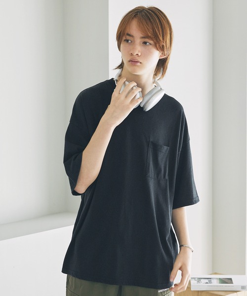 The unormwind（ザアンノームワインド）の「Buyer's Select/TC天竺ワイド胸ポケットスノーウォッシュ加工半袖Tシャツ（Tシャツ/カットソー・メンズ・ベージュ/カーキ/ブラック・L/M/LL）」の4枚目の写真