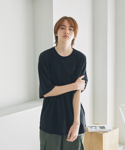 The unormwind（ザアンノームワインド）の「Buyer's Select/TC天竺ワイド胸ポケットスノーウォッシュ加工半袖Tシャツ（Tシャツ/カットソー・メンズ・ベージュ/カーキ/ブラック・L/M/LL）」の6枚目の写真