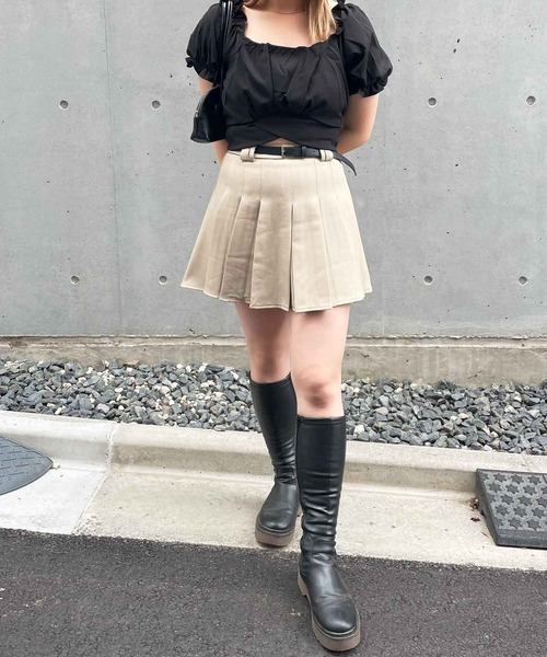 frunco(フランコ)の「ベルト付きプリーツスカート(スカート・レディース・グレー/ベージュ・MEDIUM)」の14枚目の写真