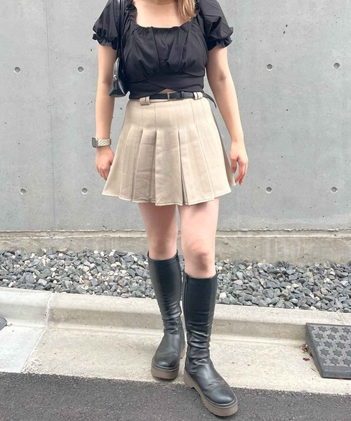 frunco(フランコ)の「ベルト付きプリーツスカート(スカート・レディース・グレー/ベージュ・MEDIUM)」の13枚目の写真