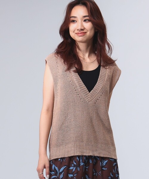 B:MING by BEAMS（ビーミングバイビームス）の「畦編み ニットベスト（ベスト・レディース・ブラック/ブラウン系その他/グレー・ONE SIZE）」の3枚目の写真