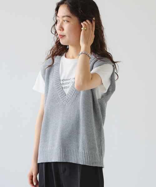 B:MING by BEAMS（ビーミングバイビームス）の「畦編み ニットベスト（ベスト・レディース・ブラック/ブラウン系その他/グレー・ONE SIZE）」の2枚目の写真