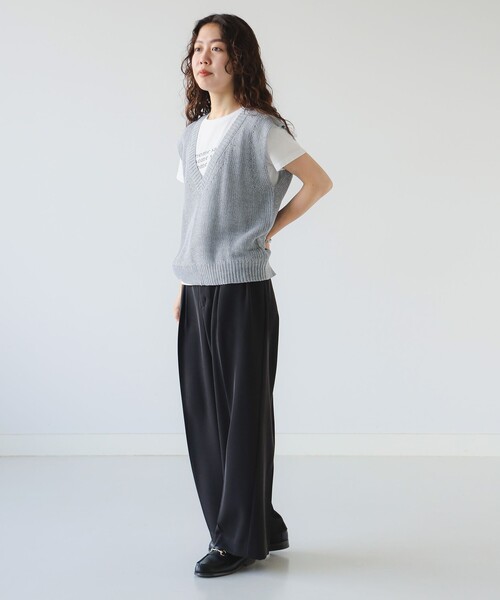 B:MING by BEAMS（ビーミングバイビームス）の「畦編み ニットベスト（ベスト・レディース・ブラック/ブラウン系その他/グレー・ONE SIZE）」の5枚目の写真