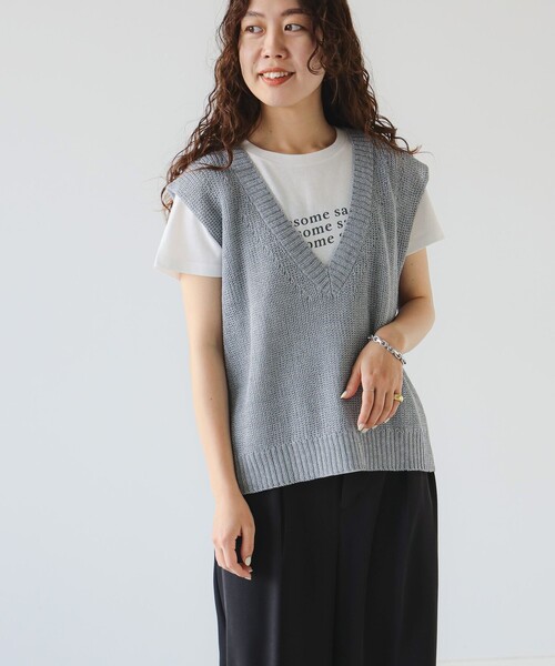 B:MING by BEAMS（ビーミングバイビームス）の「畦編み ニットベスト（ベスト・レディース・ブラック/ブラウン系その他/グレー・ONE SIZE）」の8枚目の写真
