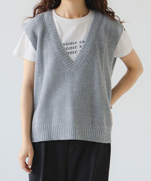 B:MING by BEAMS（ビーミングバイビームス）の「畦編み ニットベスト（ベスト・レディース・ブラック/ブラウン系その他/グレー・ONE SIZE）」の9枚目の写真