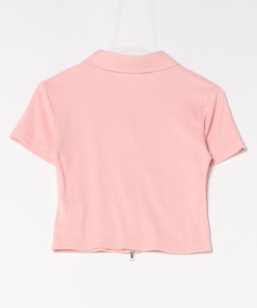 frunco(フランコ)の「襟付ジップリブTシャツ(Tシャツ/カットソー・レディース・グレー/ホワイト/ピンク・MEDIUM)」の4枚目の写真