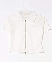 襟付ジップリブTシャツ