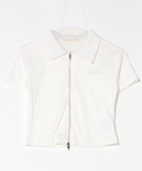 frunco(フランコ)の「襟付ジップリブTシャツ(Tシャツ/カットソー・レディース・グレー/ホワイト/ピンク・MEDIUM)」の1枚目の写真