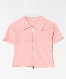 襟付ジップリブTシャツ