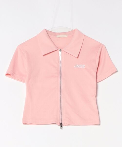 frunco(フランコ)の「襟付ジップリブTシャツ(Tシャツ/カットソー・レディース・グレー/ホワイト/ピンク・MEDIUM)」の3枚目の写真