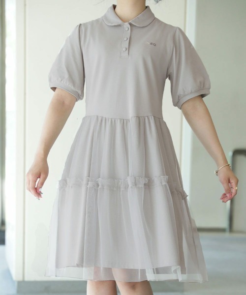 F i.n.t（フィント）の「チュールドッキングポロミニワンピース/fint（ワンピース・レディース・ライトグレー/ブラック/ピンクベージュ・FREE）」の3枚目の写真