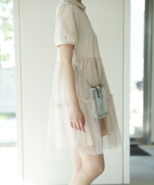 F i.n.t（フィント）の「チュールドッキングポロミニワンピース/fint（ワンピース・レディース・ライトグレー/ブラック/ピンクベージュ・FREE）」の9枚目の写真