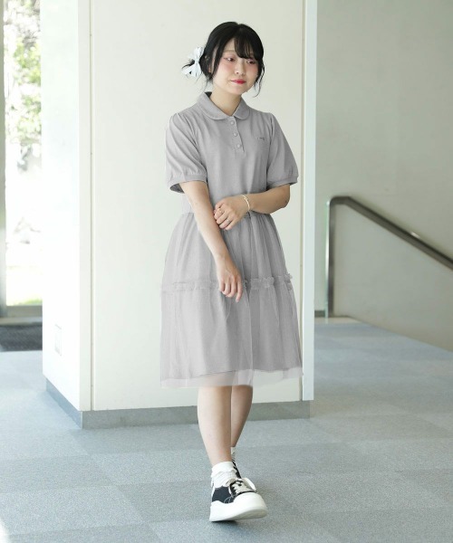 F i.n.t（フィント）の「チュールドッキングポロミニワンピース/fint（ワンピース・レディース・ライトグレー/ブラック/ピンクベージュ・FREE）」の10枚目の写真