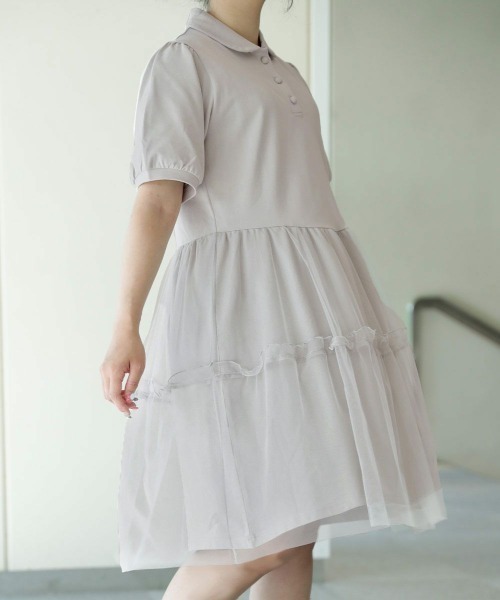 F i.n.t（フィント）の「チュールドッキングポロミニワンピース/fint（ワンピース・レディース・ライトグレー/ブラック/ピンクベージュ・FREE）」の12枚目の写真