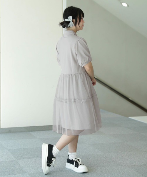 F i.n.t（フィント）の「チュールドッキングポロミニワンピース/fint（ワンピース・レディース・ライトグレー/ブラック/ピンクベージュ・FREE）」の13枚目の写真