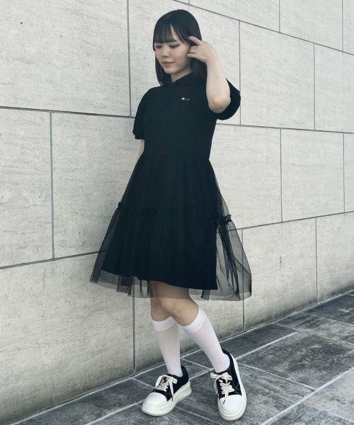 F i.n.t（フィント）の「チュールドッキングポロミニワンピース/fint（ワンピース・レディース・ライトグレー/ブラック/ピンクベージュ・FREE）」の14枚目の写真