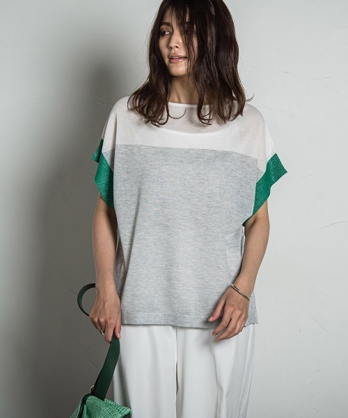 【セール】UVカット配色ハイゲージニットPO≪手洗い可能≫（ニット/セーター）｜MAYSON GREY（メイソングレイ）