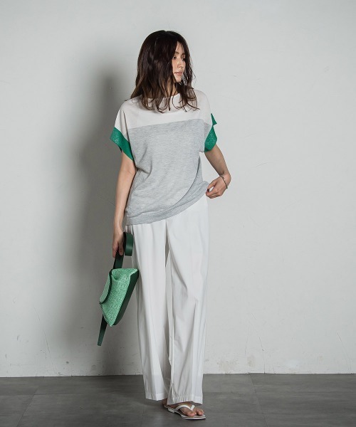 MAYSON GREY(メイソングレイ)の「UVカット配色ハイゲージニットPO≪手洗い可能≫(ニット/セーター・レディース・グリーン系その他/ブルー/ライトグレー/チャコールグレー/ボルドー・M)」の12枚目の写真