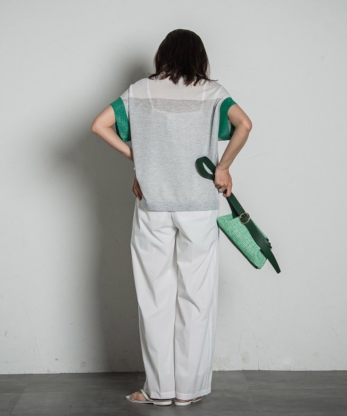 MAYSON GREY(メイソングレイ)の「UVカット配色ハイゲージニットPO≪手洗い可能≫(ニット/セーター・レディース・グリーン系その他/ブルー/ライトグレー/チャコールグレー/ボルドー・M)」の11枚目の写真
